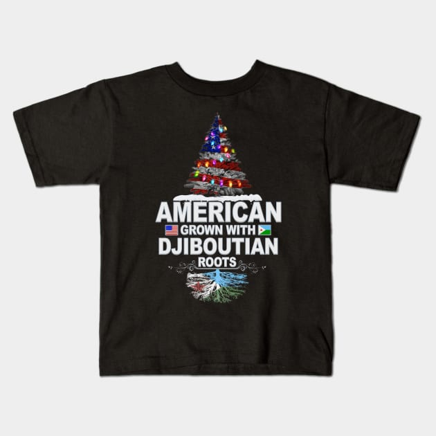 Christmas Tree  American Grown With Djiboutian Roots - Gift for Djiboutian From Djibouti Kids T-Shirt by Country Flags